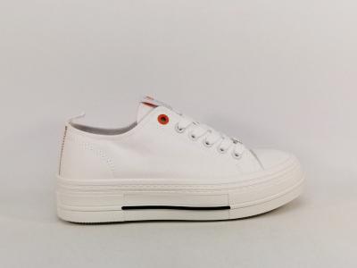 Basket femme toile blanche confortable tendance destockage REFRESH 172817 à pas cher