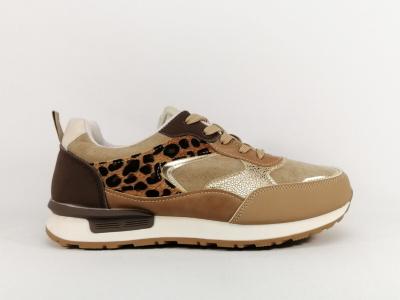 Basket grande taille femme chic camel leopard CINK ME DML-351 à pas cher