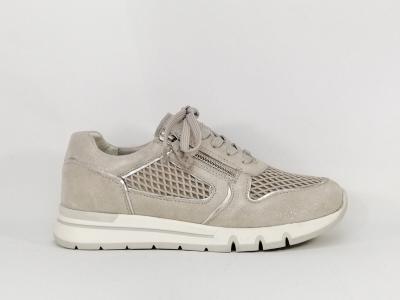 Basket pieds larges femme grand confort CAPRICE 23706 cuir gris largeur h