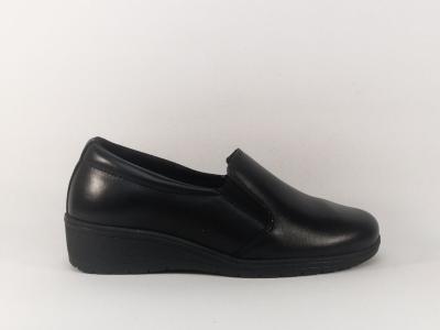 Mocassin compensé femme confortable cuir souple noir MORAN'S cabano pieds sensibles