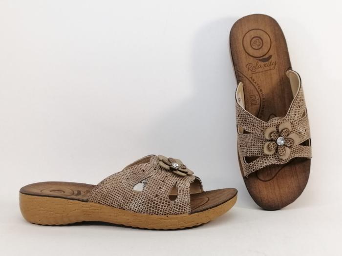 Mule compensée femme à pas cher RELAXITY Maddox taupe semelle anatomique