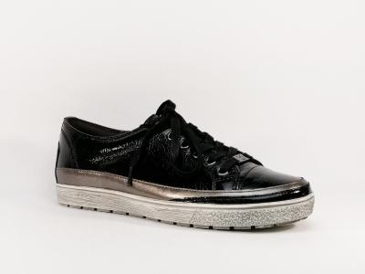 Tennis confort en cuir noir CAPRICE 23654 largeur G pour femme