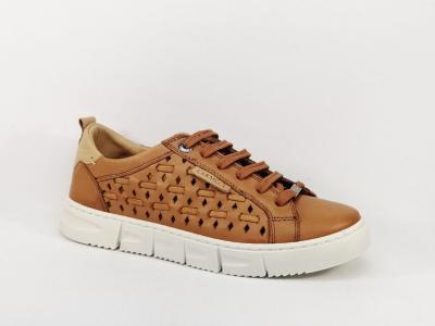 Basket femme cuir souple camel en destockage CARMELA 68568