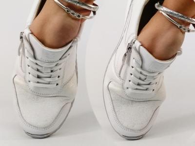 Basket femme pied large et sensible cuir blanc confortable largeur h CAPRICE 23718