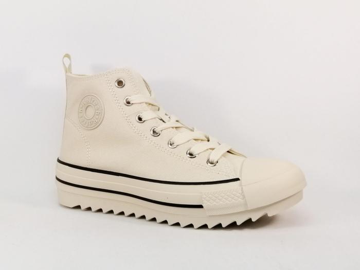 Basket montante femme toile beige destockage REFRESH 172200 confortable et tendance