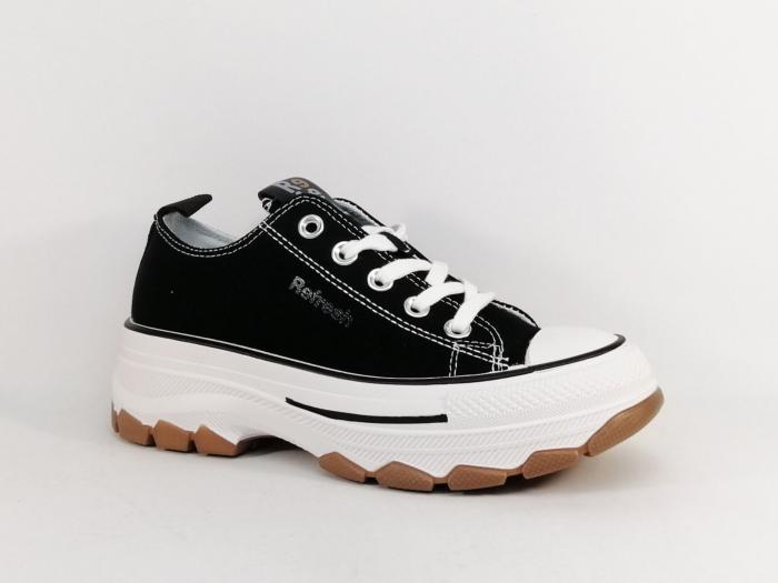 Basket noire femme tendance semelle épaisse confortable destockage REFRESH 171920 tendance à pas cher