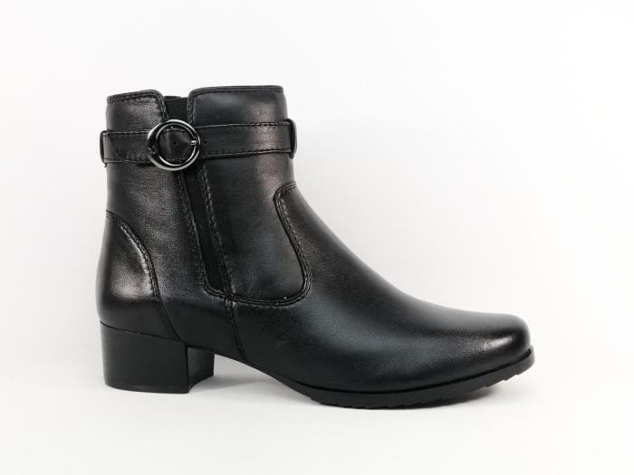 Bottine femme cuir souple noir grand confort pieds larges et sensibles CAPRICE 25420 largeur H