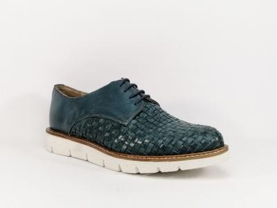 Derby femme en cuir bleu tress destockage HUSH PUPPIES Selena