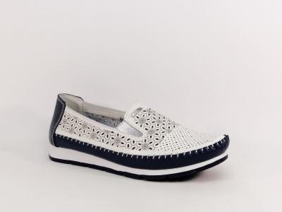 Mocassin femme cuir blanc marine souple confortable SWEET'R macadamia à pas cher
