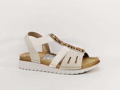 Sandale lastique femme chic confortable semelle cuir souple MORAN'S akora  pas cher beige