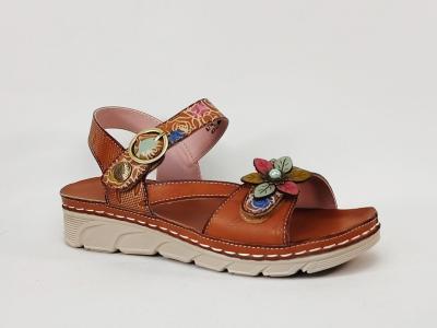 Sandale femme originale chic confortable LAURA VITA dorry 21 fleurs à velcro