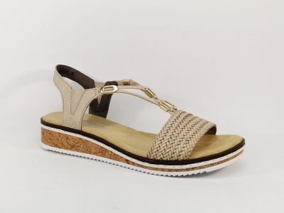 Sandale beige RIEKER V3662 très confortable pour femme