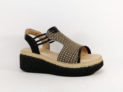 Sandale plateforme femme à élastique noire chic et confortable TOM TAILOR 9590240006
