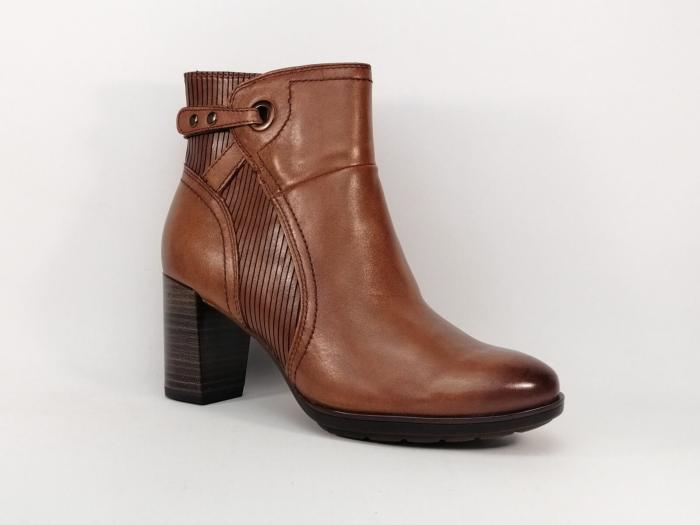 TAMARIS bottine à talon haut cuir camel chic femme 25331