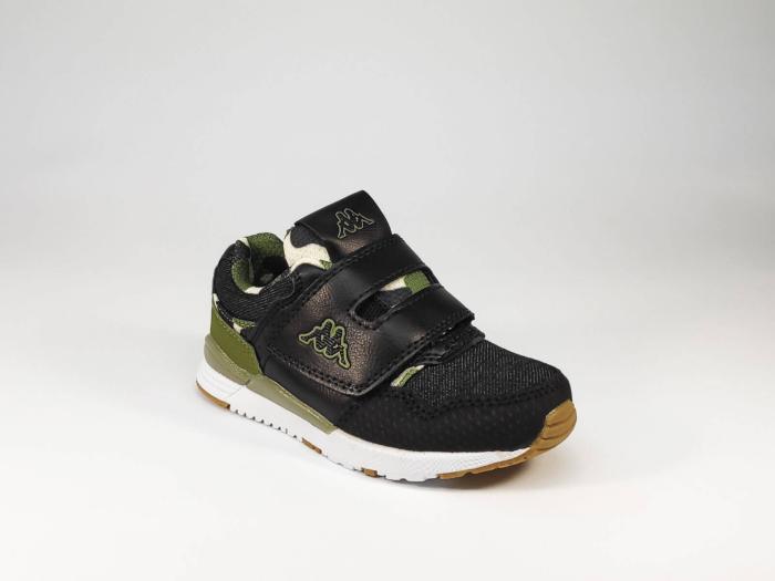 Sneakers velcro garçon en toile noir et camouflage KAPPA Cartago