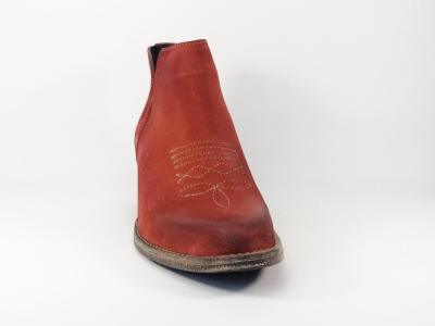 Bottine à talon en cuir rouge brique ORLAND 6039 pour femme