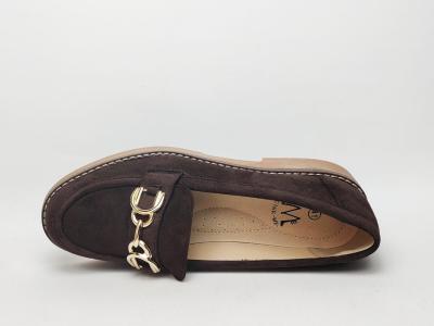 Mocassin femme daim marron grande pointure semelle cuir pas cher CINK ME DM55-3