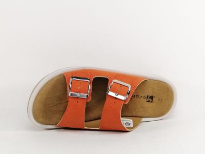 Mule femme confort orange originale semelle cuir MORAN'S pamie à pas cher