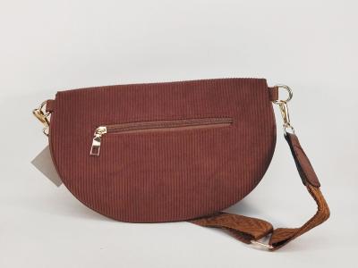 Sac banane femme pas cher velours marron chocolat tendance MARO S12-16