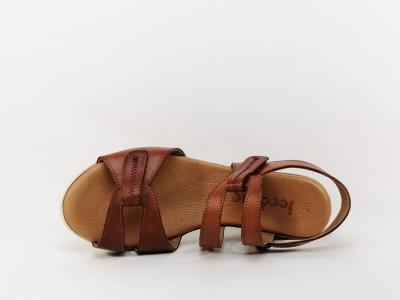 Sandale compensée à velcro en cuir marron pour femme JORDANA 681