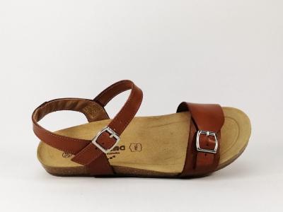 Sandale plate en cuir camel fabriquée en Espagne JORDANA 2136 femme