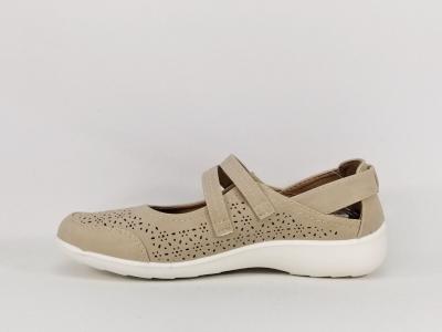 Babies beige femme confortable velcro et semelle en cuir SWEET'R myrthio ajourée