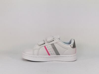 Basket blanche à scratch pour fille destockage KAPPA logo alpha 2v