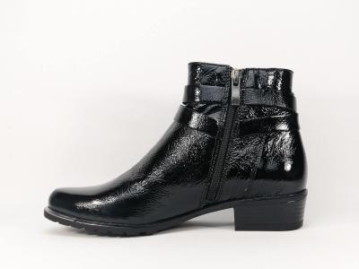Bottine en cuir noir largeur G confortable CAPRICE 25309 pour femme