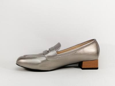 Mocassin femme grande taille argent chic à talon destockage ANDRES MACHADO AM6009 à pas cher