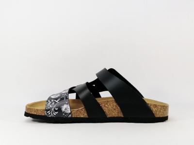 Mule souple noire à trois brides MORAN’S Jolivet pour femme