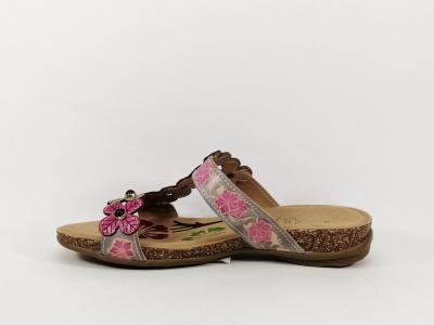 Mule originale fleurie cuir multicolores destockage LISE HILTON lh 38811-6 femme