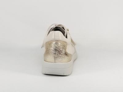 Basket confortable femme pied large cuir souple beige CAPRICE 23765 