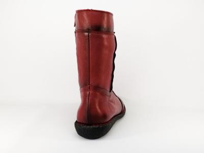 Botte en cuir rouge à lacets BRAN’S 516 Fabriquée en Espagne pour femme