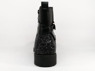 Bottine noire paillettes femme chic grande pointure CINK ME DM777-3 à pas cher