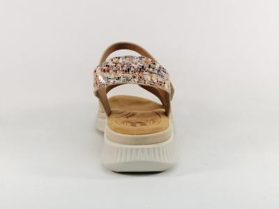 Sandale femme confortable et originale à velcro pour pied large ROMIKA 74R009200600 beige multi