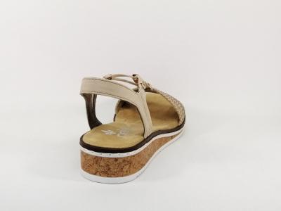 Sandale beige RIEKER V3662 très confortable pour femme