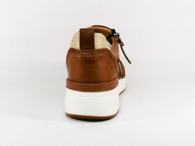 Sneakers femme cuir camel tendance confortable destockage CARMELA 160208 zip lacets