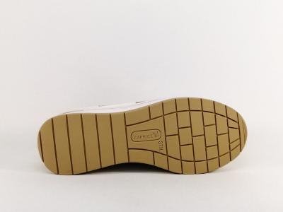 Basket femme pied large et sensible largeur H cuir blanc or CAPRICE 23300 chic confort