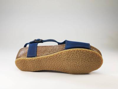 Sandale tout cuir bleu à talon compensé ARTPELLE 1731 pour femme