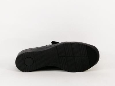 Chaussures confort femme pieds sensibles à scratch cuir noir souple AYOKA dalma