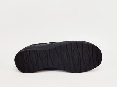 Chaussures femme pieds larges à scratch cuir noir largeur K confortable CAPRICE 24756