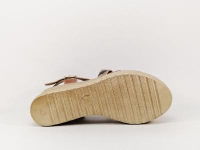 Sandale compensée en cuir camel AGORA Prudente femme fabrication Italie