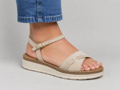 Sandales plateforme femme chic cuir beige semelle confortable moelleuse CAP BASSIN 26012