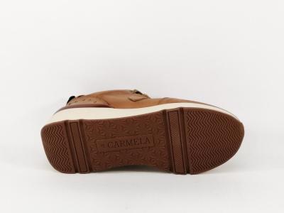 Sneakers compensée cuir camel destockage CARMELA 68039 femme à pas cher