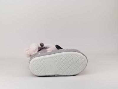 Chaussons mignons pour fille, bottillons LAMA gris/rose à velcro