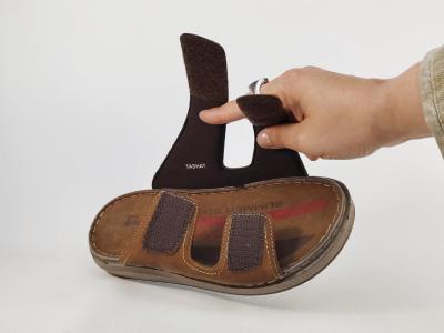 Mule homme confortable cuir marron à scratch pieds larges semelle épaisse MORAN'S tashat