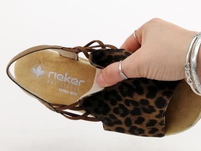 Sandale leopard femme chic confortable grande largeur RIEKER 62741-90 à élastiques