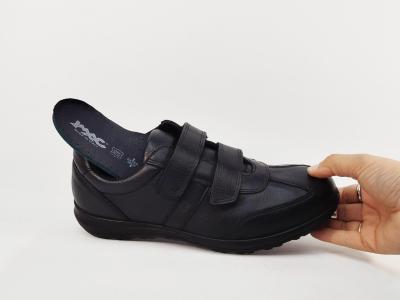 Chaussures homme pieds larges grand confort cuir noir à velcro destockage IMAC 851490
