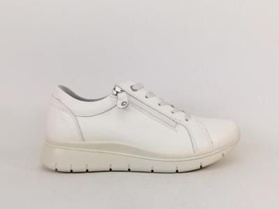 Basket blanche femme cuir souple confortable chic fermeture éclair et lacets destockage IMAC 756277