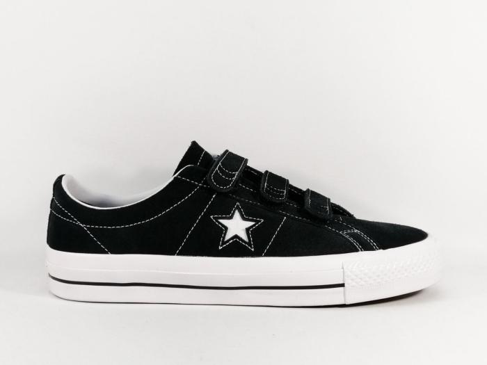 Basket homme destockage CONVERSE 162518C cuir noir à velcro